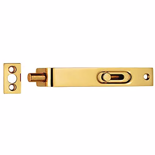 Loops Sunk Slide Flush Door Bolt with Flat Keep Plate in Polished Brass
