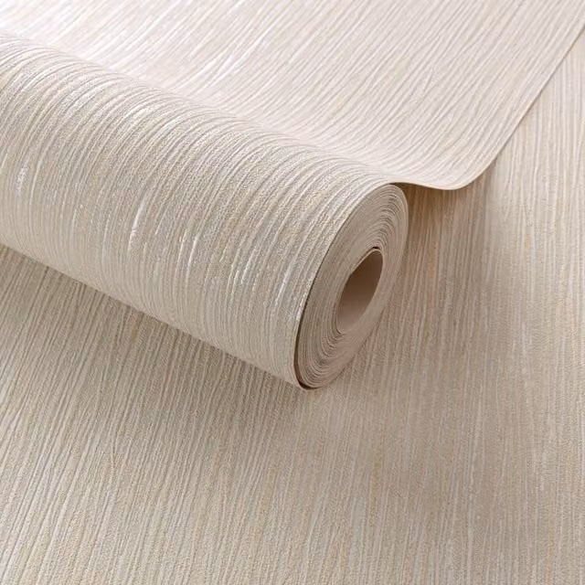 Grandeco Classic Plain Textured Blown Vinyl Wallpaper in Beige and Yellow