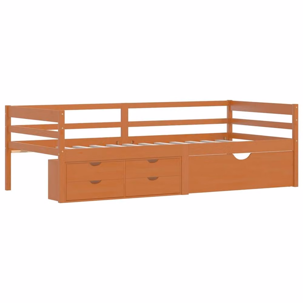 Berkfield Home Pinewood Bed Frame with Drawers and Cabinet, Honey Brown, W: 90 cm, L: 200 cm – 3