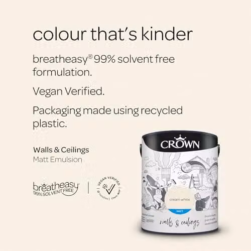 Crown Matt Emulsion Paint, White, 5 l – 2