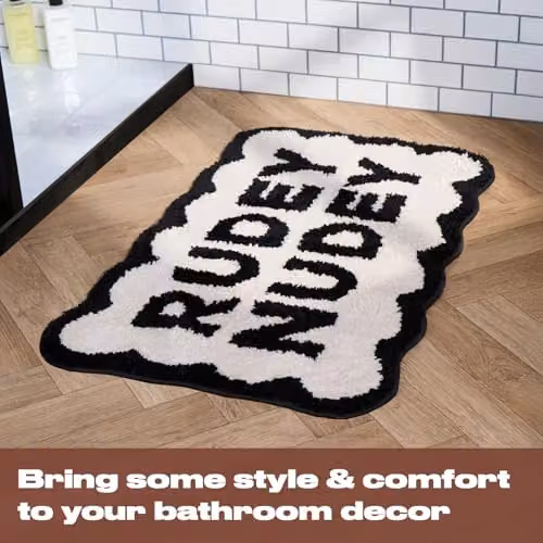 OHS Rudey Nudey Non-Slip Soft Shaggy Bath Mat, White, W/D/H: 75 x 45 x 1 cm – 7