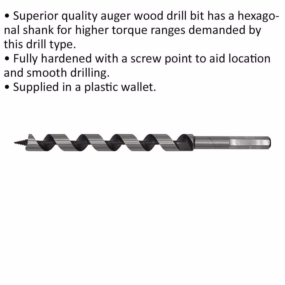 Loops Silver Hardened Auger Wood Drill Bit with Hexagonal Shank, Diameter: 16 mm, Length: 235 mm – 2