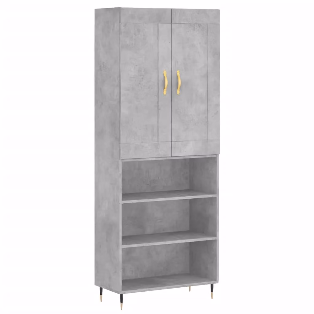 Berkfield Home Modern Highboard in Concrete Grey, W/D/H: 69.5 x 34 x 180 cm – 2