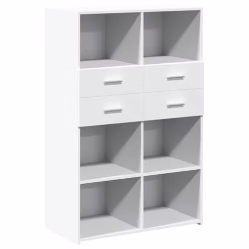 vidaXL Highboard in White MDF with Internal Drawers and Shelves, W/D/H: 80 x 42.5 x 124 cm – 1