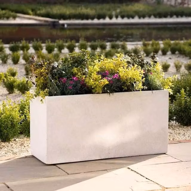 Primrose Handmade Trough Fibreclay Planter in White
