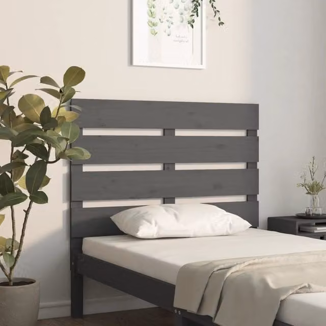 Berkfield Home Grey Rustic Solid Pine Wood Headboard W/D/H: 100 x 3 x 80 cm – 1