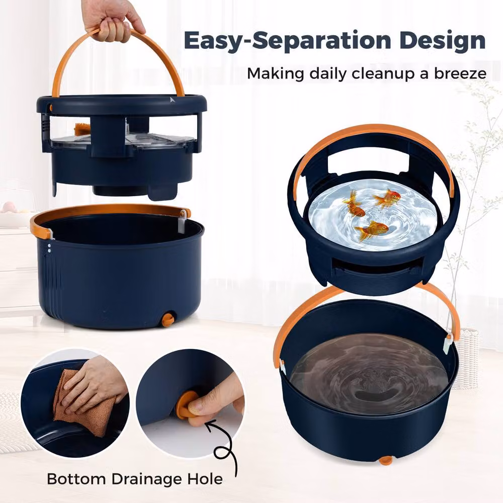 Costway Mop and Bucket Set with Wringer and 8 Microfibre Pads in Blue – 4