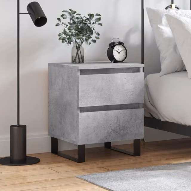 Berkfield Home Bedside Cabinet in Concrete Grey, W/D/H: 40 x 35 x 50 cm – 1