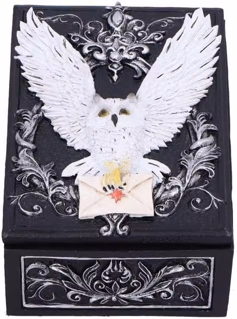 Nemesis Now Owl Messenger Trinket Jewellery Box in Black and White