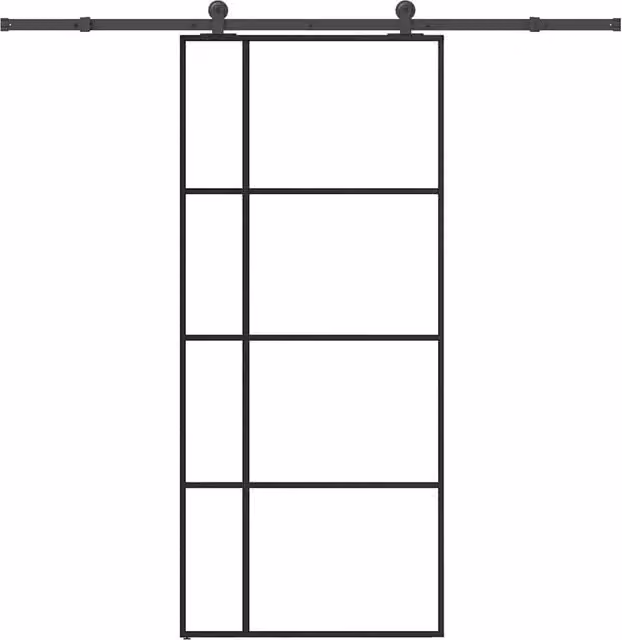 Berkfield Home Modern Sliding Door with Hardware Set, Black Aluminium and Transparent ESG Glass, W: 90 cm, H: 205 cm – 1