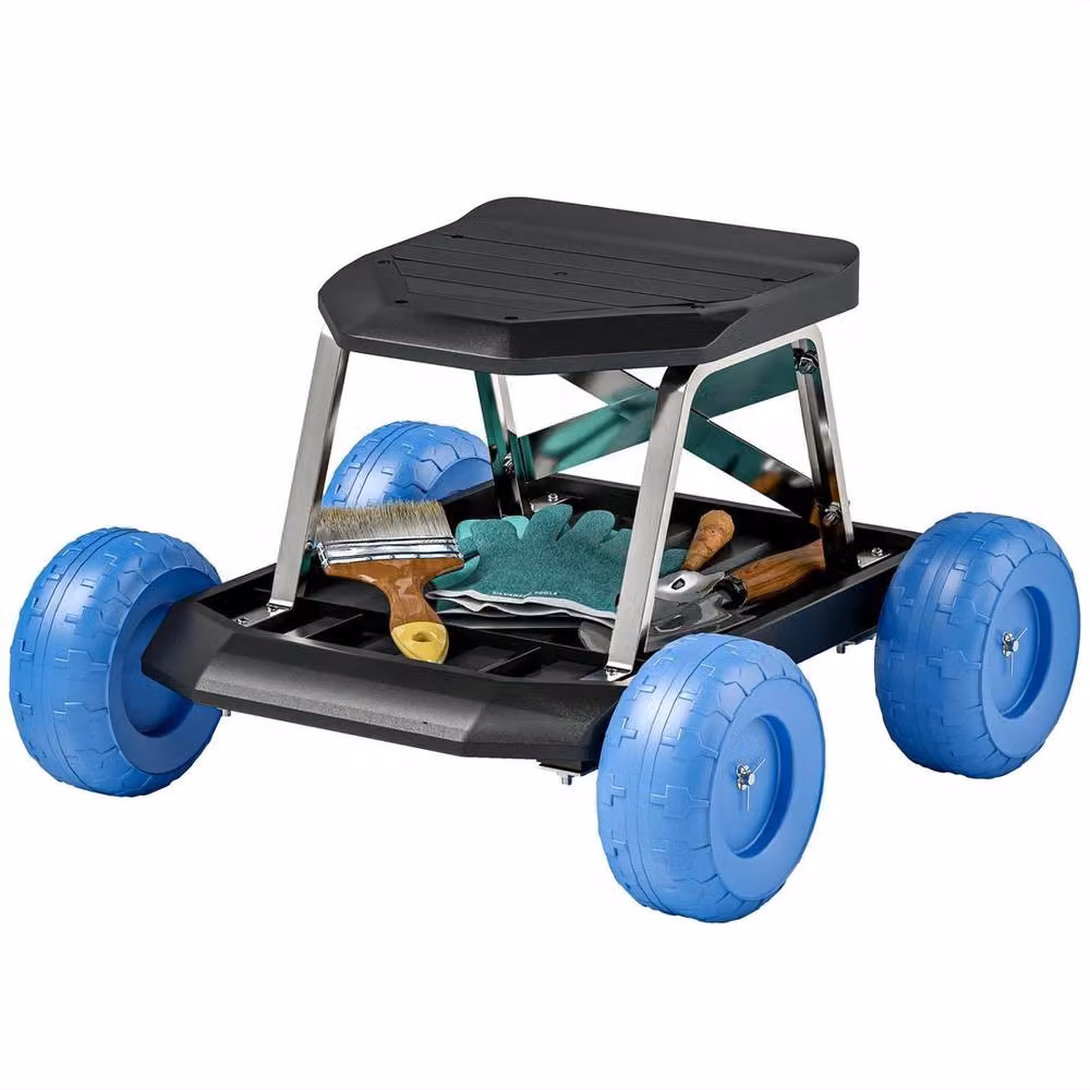Kelvenix Garden Cart with Wheels and Tool Tray in Blue – 2