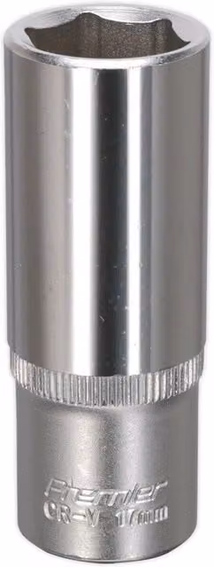 Loops 17mm Deep Drive Socket, 3/8 inch Square Drive, Chrome Vanadium, Silver