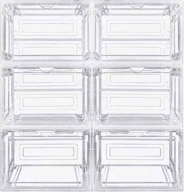 FORGEVIO 6 Piece Clear Plastic Shoe Storage Boxes