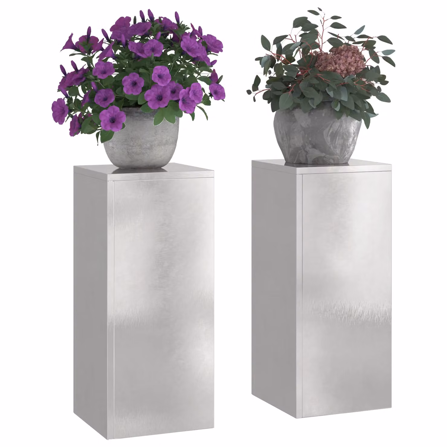 Berkfield Home Outdoor Plant Stand Pillars, 2 Piece Set, Silver Stainless Steel, W/D/H: 24 x 24 x 55 cm – 3
