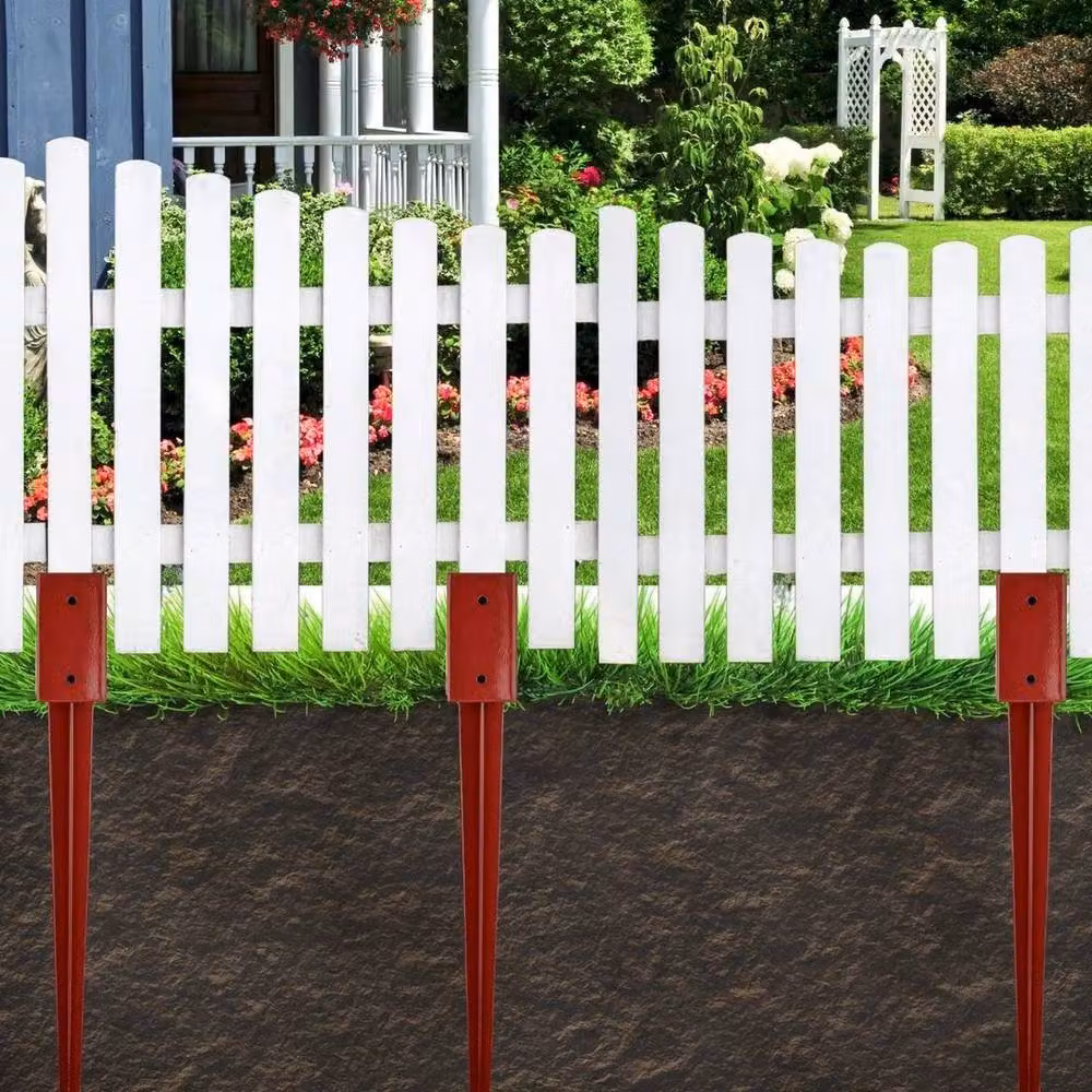 Kelvenix 10 Pack Brown Galvanised Steel Fence Post Spike Support Holders, H: 120 cm, W: 3.2 cm – 3