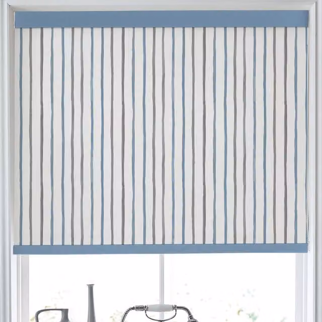 Laura Ashley Painterly Stripe Blue Blackout Made to Measure Roller Blind