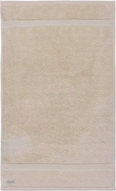 Murmur Fluffy Linen and Cotton Face Towel with Border in Beige