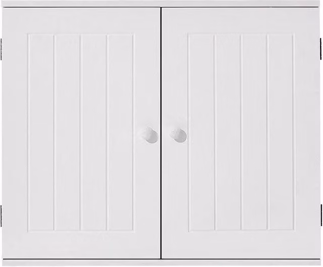 ERGOVEXA White Matt Wall Mounted Bathroom and Kitchen Hanging Storage Cabinet with Hinged Doors and Internal Shelves