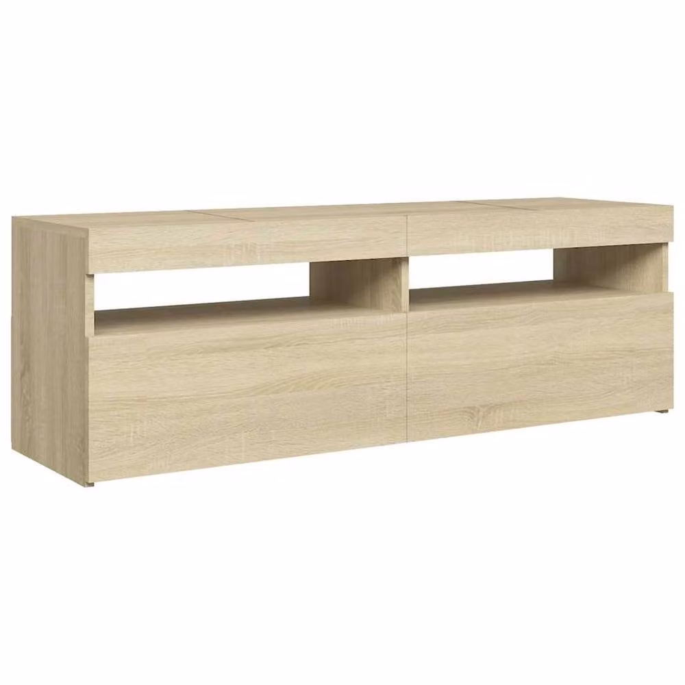 Berkfield Home TV Cabinet with LED Lights in Sonoma Oak and Light Tan, W/D/H: 120 x 35 x 40 cm – 3