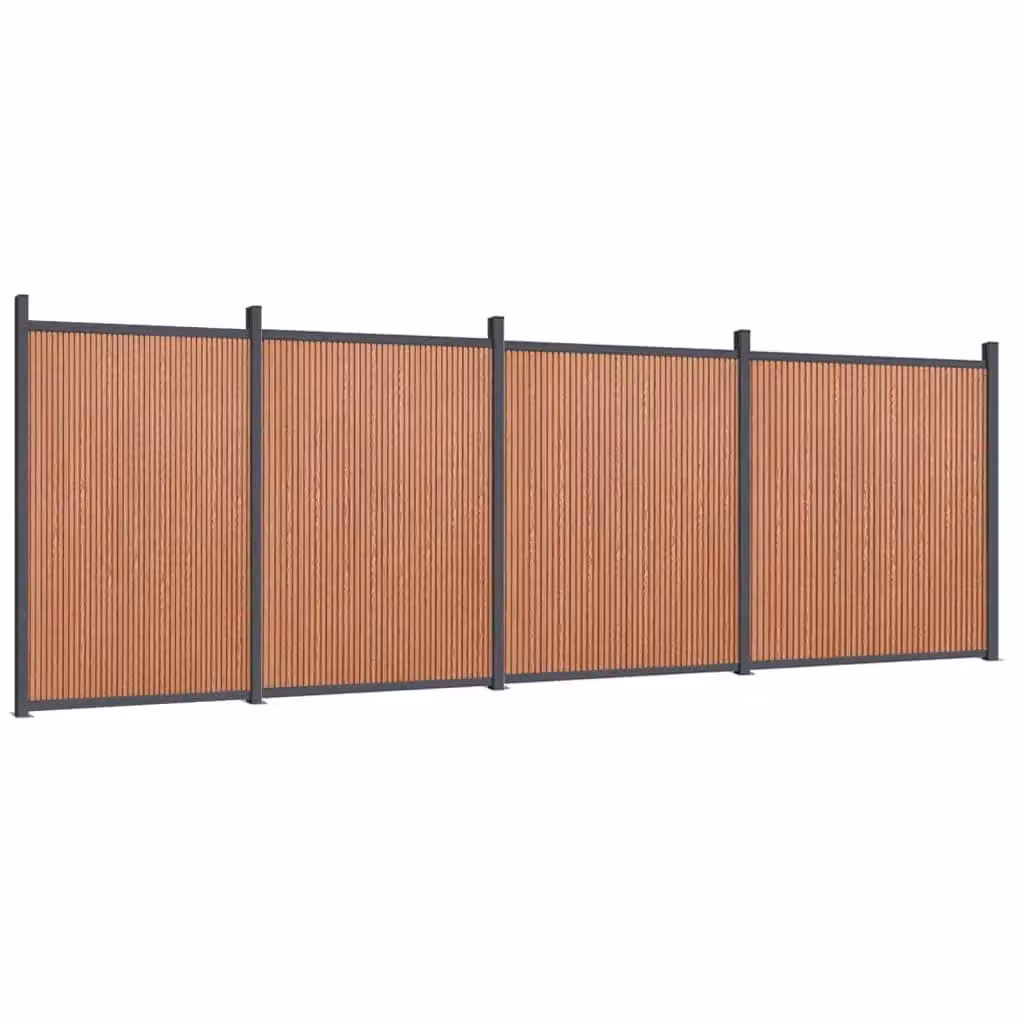 Berkfield Home Brown WPC and Aluminium Fence Panel, W: 699 cm, H: 186 cm – 1
