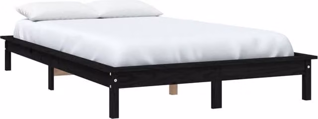 Berkfield Home Beautiful Super King Size Bed Frame in Black Solid Pine Wood, W/D/H: 180 x 200 cm