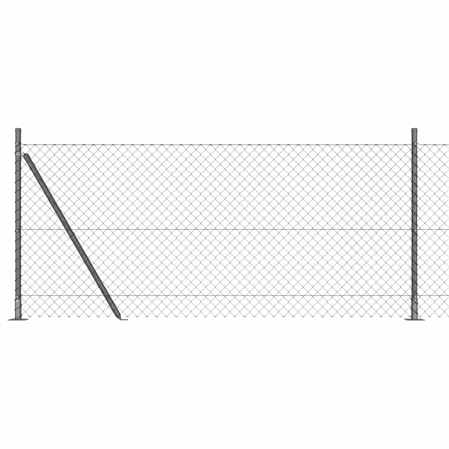 Berkfield Home Grey Galvanised Steel Chain Link Fence with 13 Flanged Posts, 0.8 x 25 m – 2