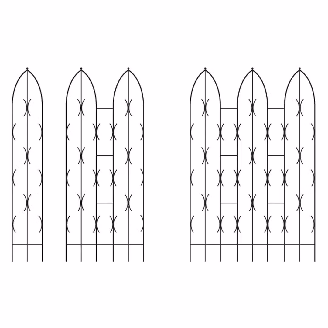 Poppyforge Triple Gothic Steel Garden Screen and Plant Support in Black, H 180 cm x W 58 cm – 2