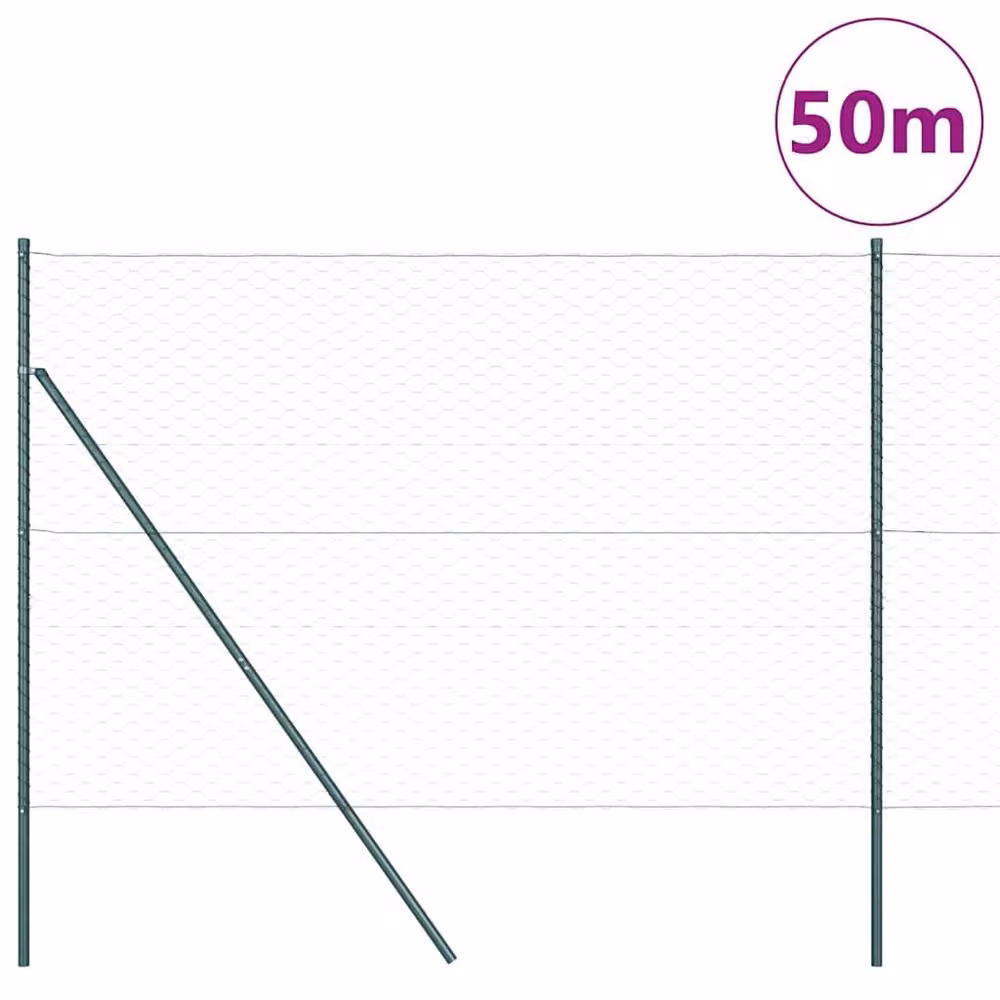Berkfield Home Green Steel Hexagon Fence, W: 50 m, H: 1.5 m – 2