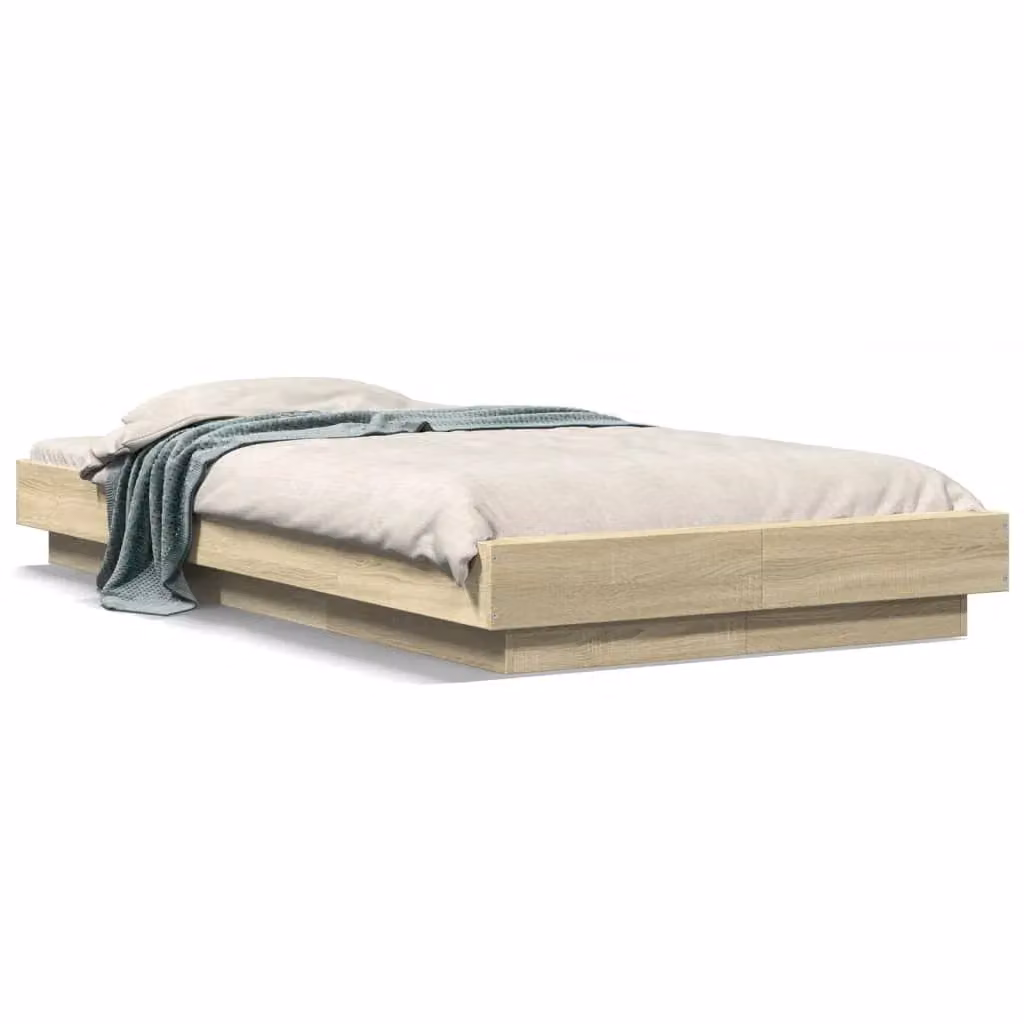 Berkfield Home Sonoma Oak Single Bed Frame in Brown, W/D/H: 90 x 190 cm – 2