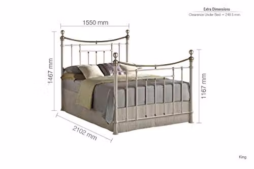 Birlea Furniture Bronte King Size Metal Bed in Cream – 3