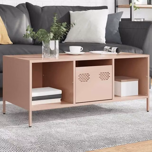 Berkfield Home Pink Metal Coffee Table W: 101.5 cm, D: 50 cm, H: 43.5 cm – 1