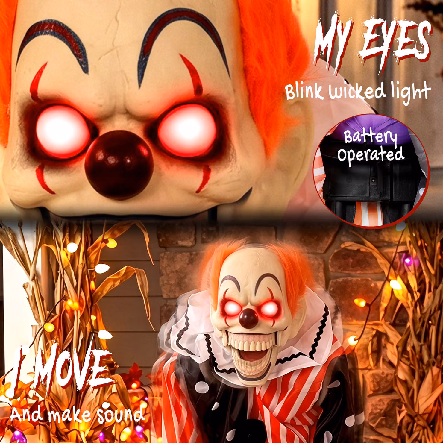 HOMCOM Animated Clown Halloween Decoration with Sound and Touch Activation in Multicolour – 3