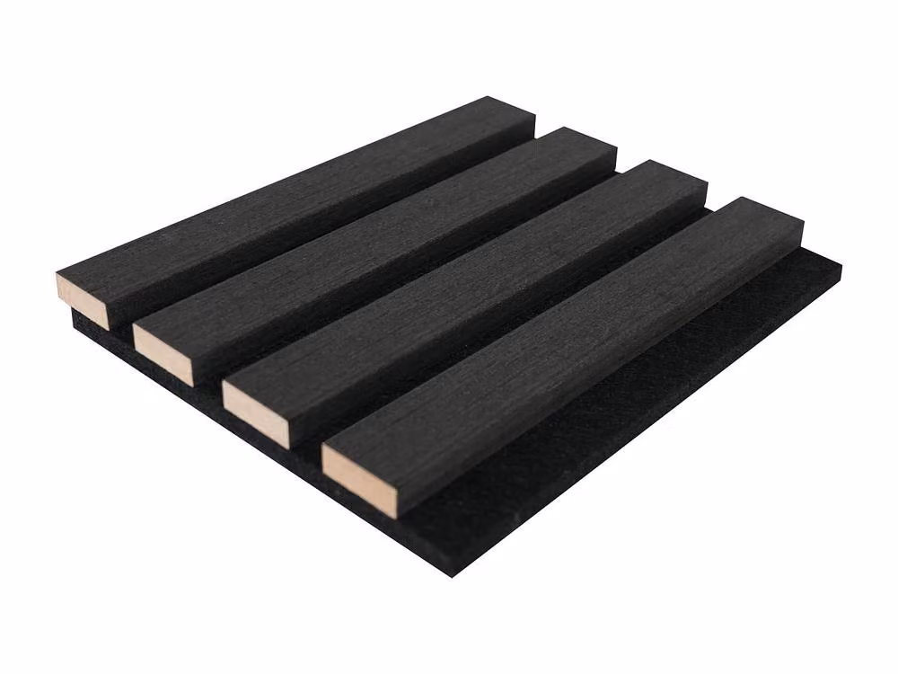Vente-unique Acoustic Wood Look MDF Wall Panel Pack in Anthracite Grey, 3.12 m2 – 2