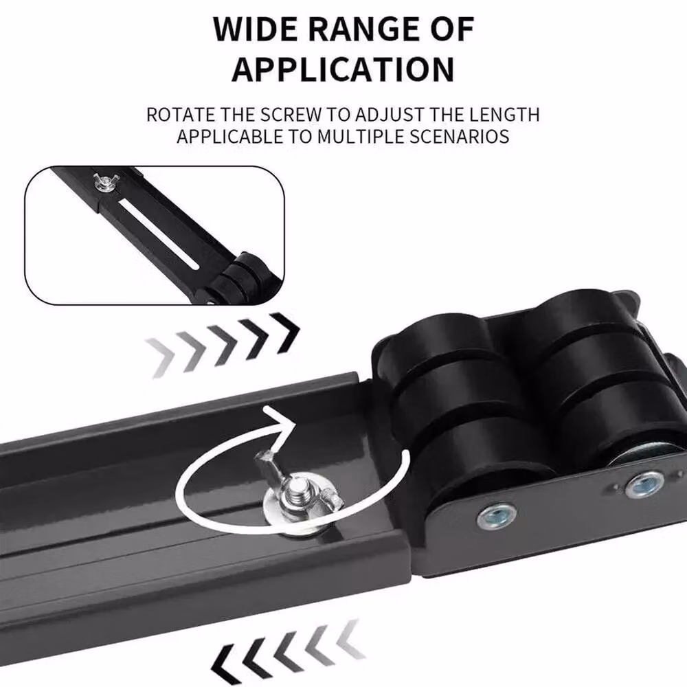 NESTLUNE Heavy Duty Adjustable Moving Roller Wheel Set, Black, W: 52 cm, H: 1000 cm – 3