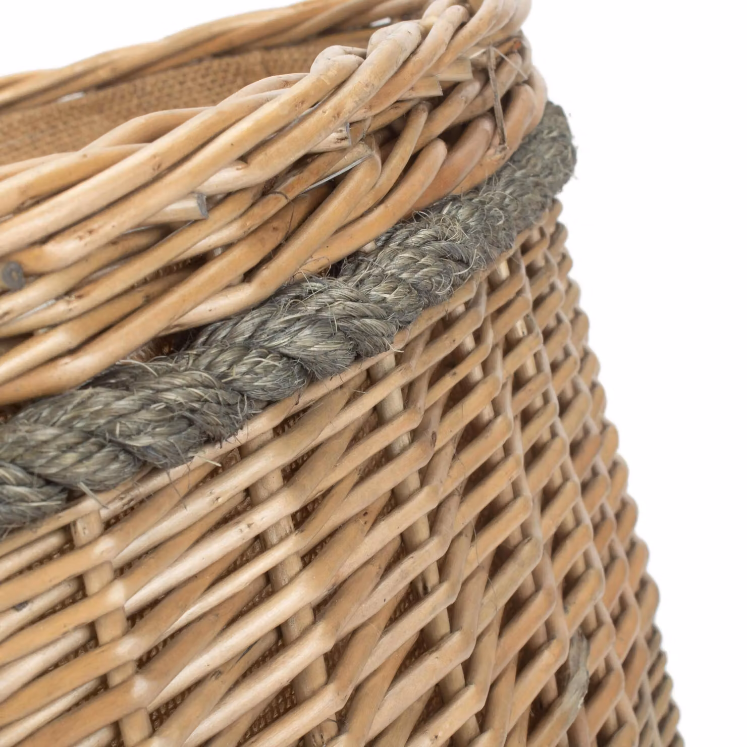 Red Hamper Oval Wicker Log Basket with Rope Handles in Brown, Width: 48 cm – 3