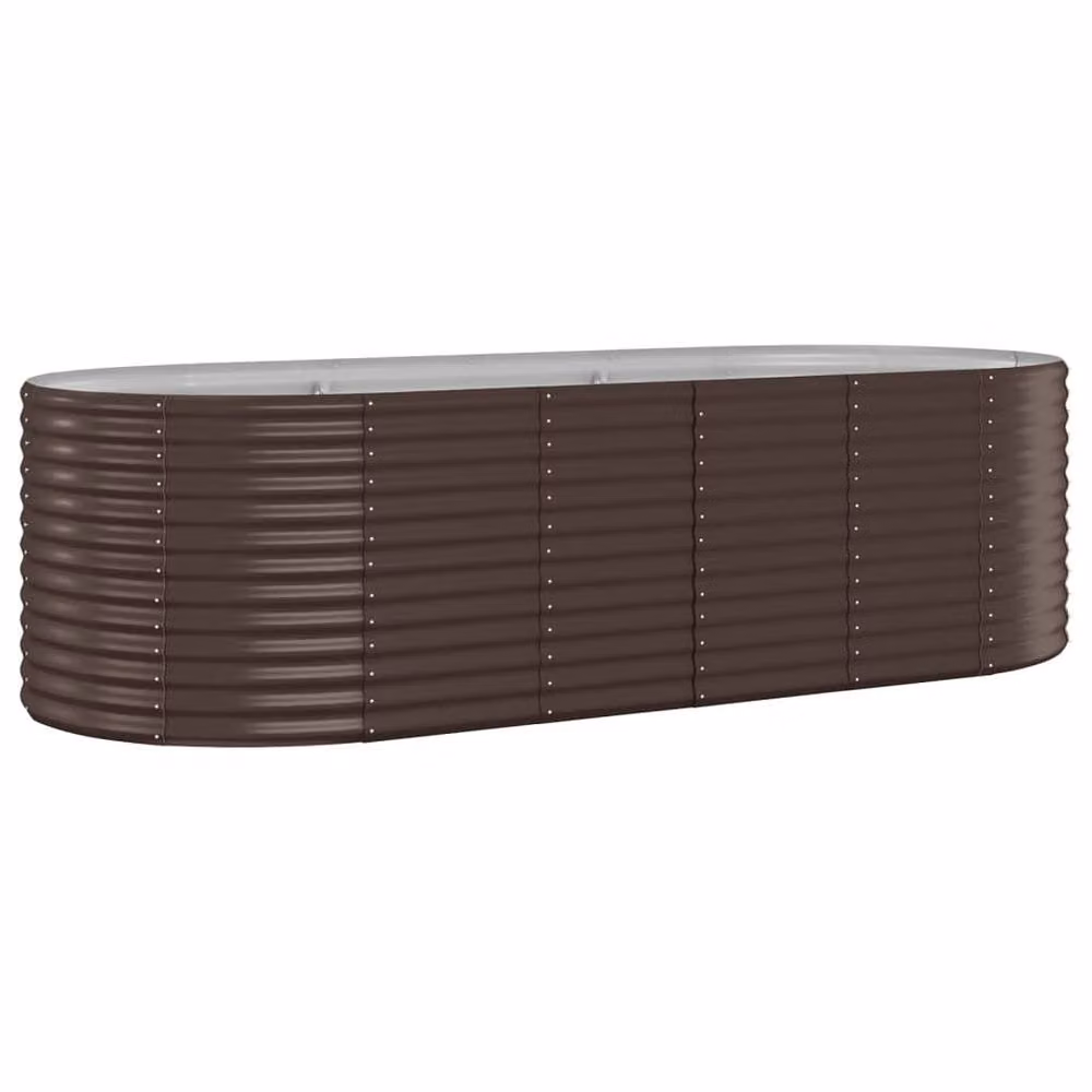 Berkfield Home Garden Brown Powder-coated Steel Raised Bed W: 249 cm, D: 100 cm, H: 68 cm – 3