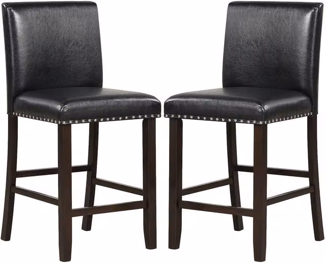 Costway Set of 2 Modern Upholstered Dining Chairs in Black Synthetic Leather with Wood Frame