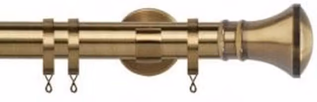 New Edge Blinds 35mm Metal Curtain Pole Set with Trumpet Finials in Gold and Bronze, Length: 130 cm