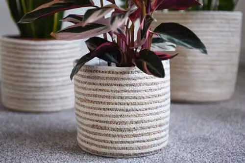 Garden Gear Chia Seagrass Planter Basket Set of 3 in Grey and Sand with Interior Plastic Coating – 4