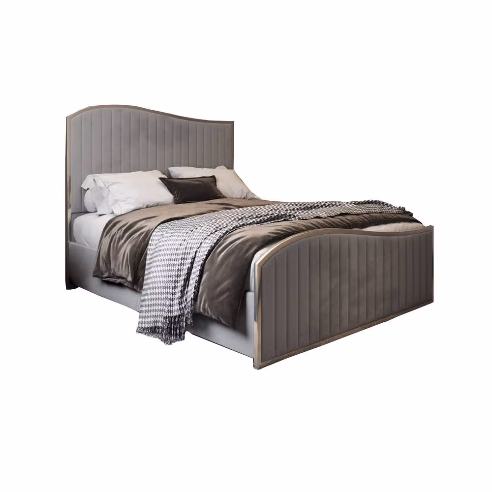 Casani Gainsborough Upholstered Velvet Designer Bed Frame in Grey, W/D/H: 137 x 120 x 200 cm – 2