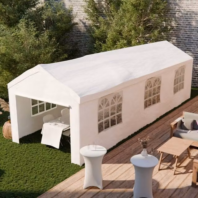 sweeek White Gable Reception Tent with Windows, W: 9 m, D: 3 m, H: 2.77 m