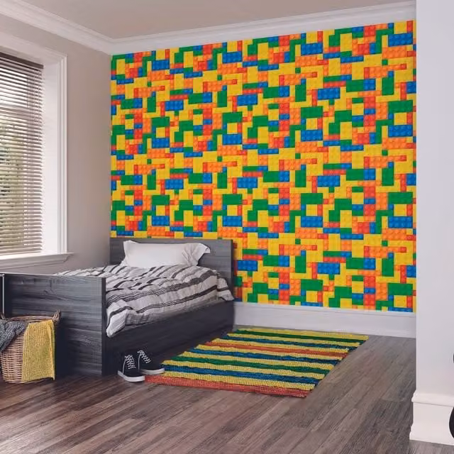 Origin Murals Multicolour Geometric Toy Bricks Wall Mural