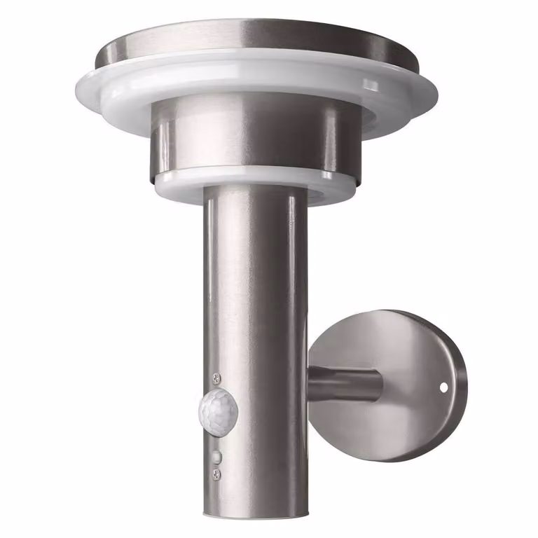 Osram Endura Style Solar LED Wall Light with Motion and Dusk Sensor, Double Circle Design in Metallic Silver