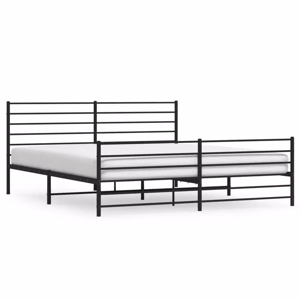 Berkfield Home Metal Bed Frame with Headboard and Footboard in Black W: 183 cm, D: 213 cm – 2