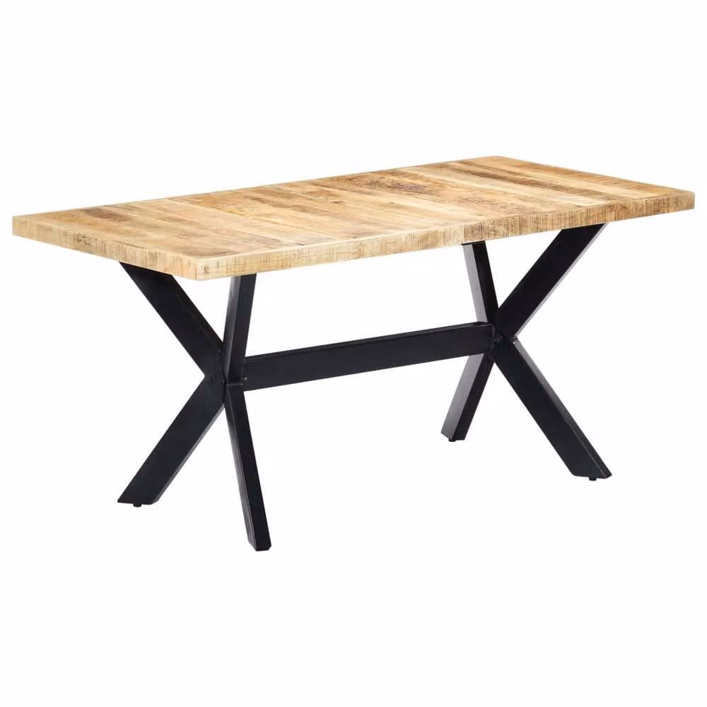 Berkfield Home Industrial Rectangular Dining Table in Brown Solid Mango Wood, W: 160 cm, D: 80 cm, H: 75 cm – 2