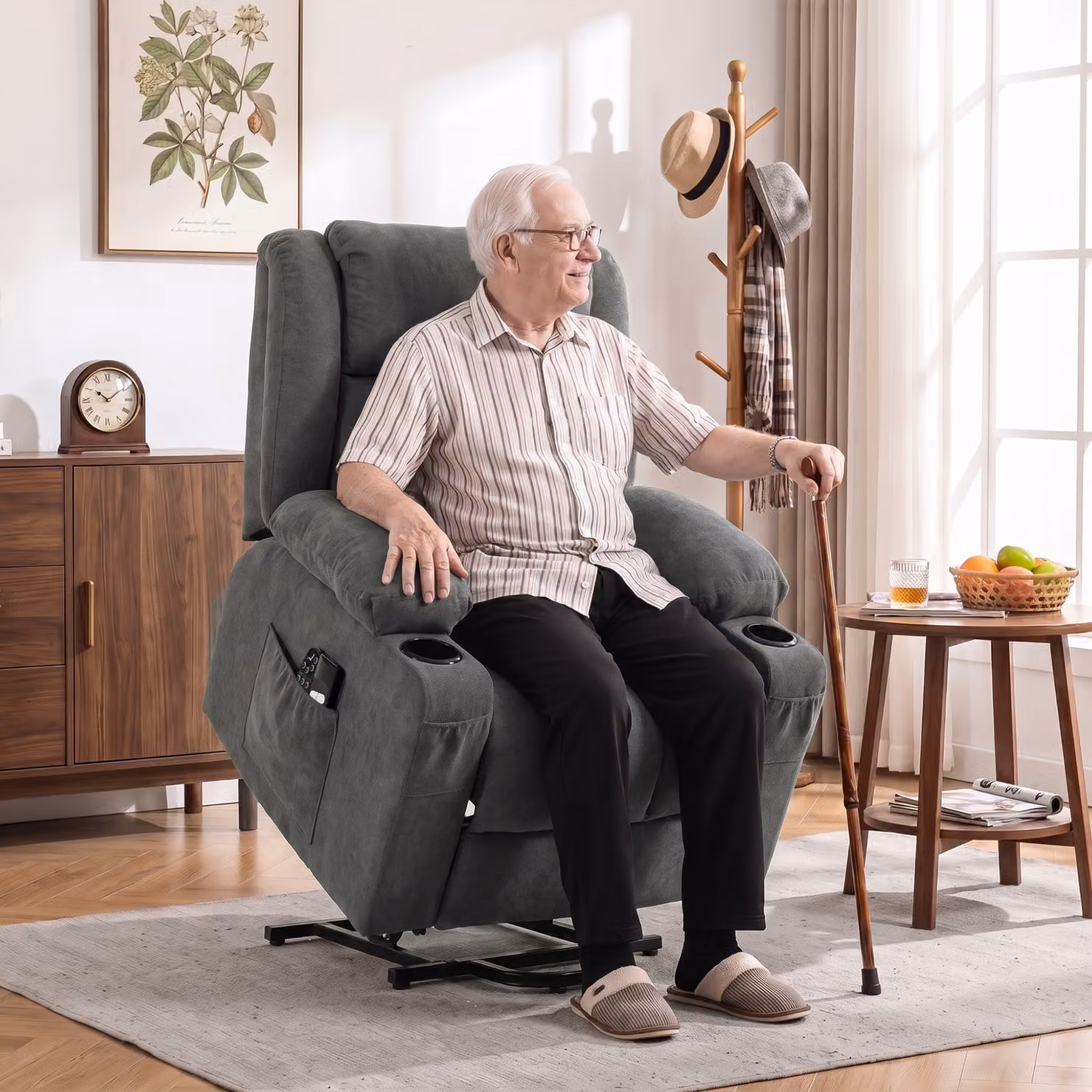 HOMCOM Dual Motor Electric Lift Recliner Chair with Massage and Heat, Dark Grey – 2