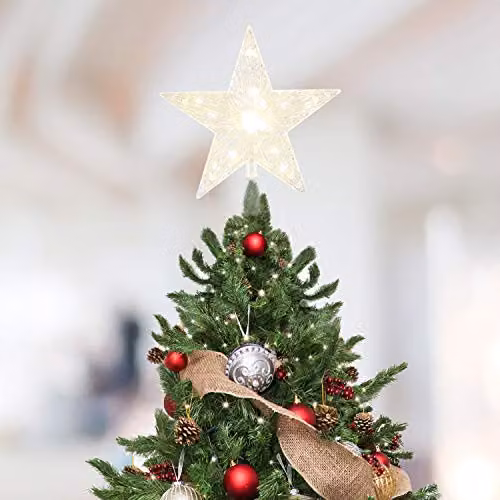 The Christmas Workshop White LED Star Tree Topper with Timer Functionality – 6
