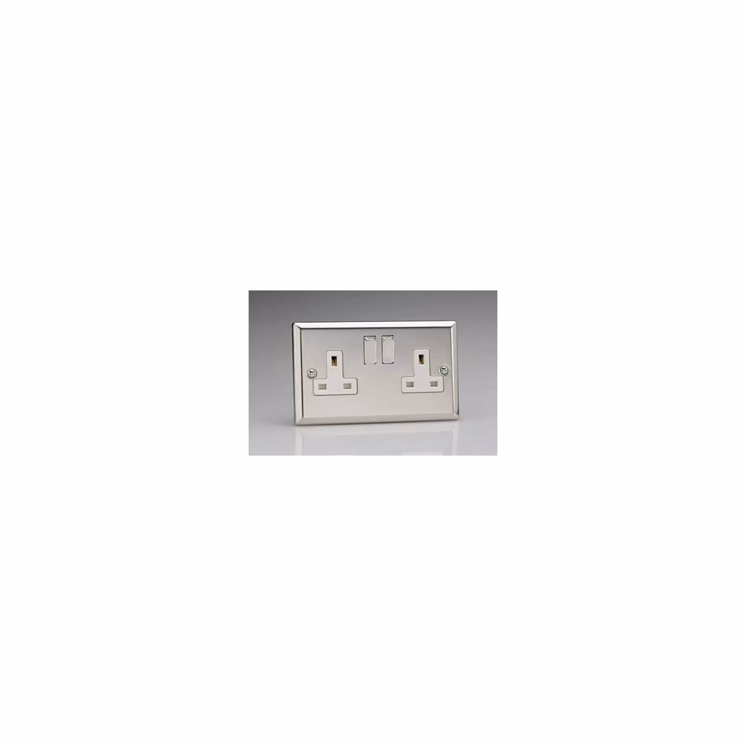 Varilight 2-Gang 13A Double Pole Switched Socket in Grey Mirror Chrome – 2