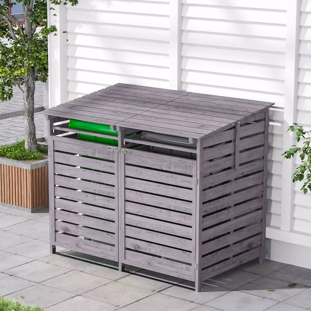 Kelvenix Wooden Double Wheelie Bin Store in Grey – 3