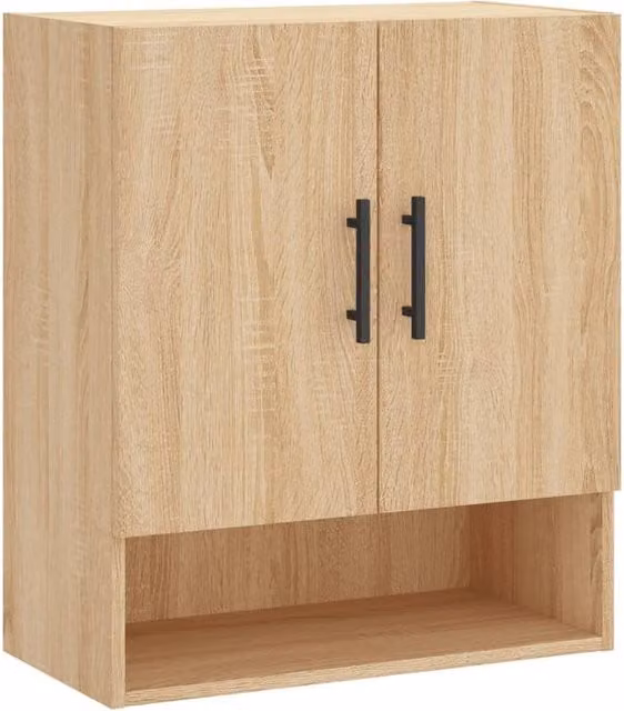 Berkfield Home Wall Mounted Sonoma Oak Cabinet in Beige, W/D/H: 60 x 31 x 70 cm